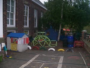 The outside decked garden